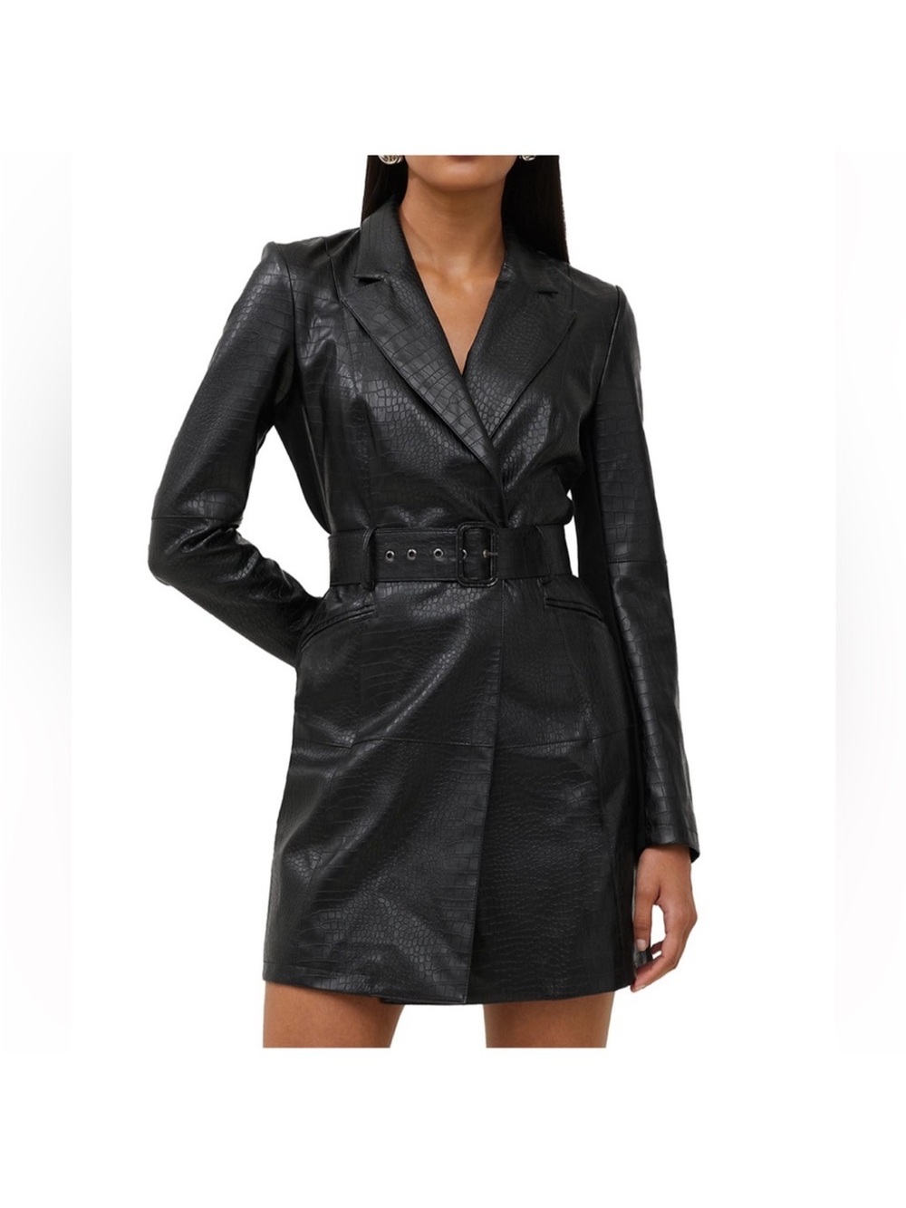 French Connection CLANCY PU BELTED DRESS